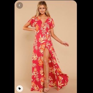 Red Dress Boutique-Fuchsia Tropical Maxi Dress NWT